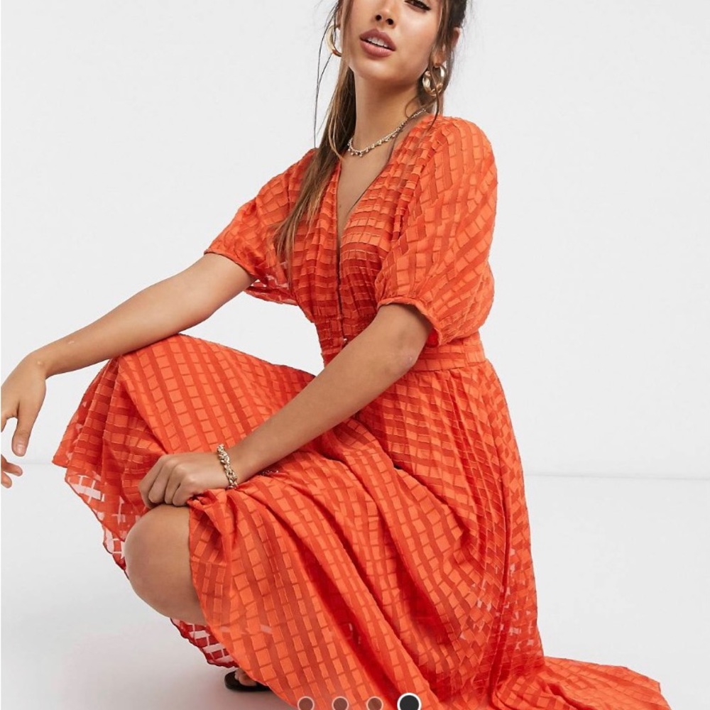 Asos Design Textured Dobby Button Through Midi Te… - image 4